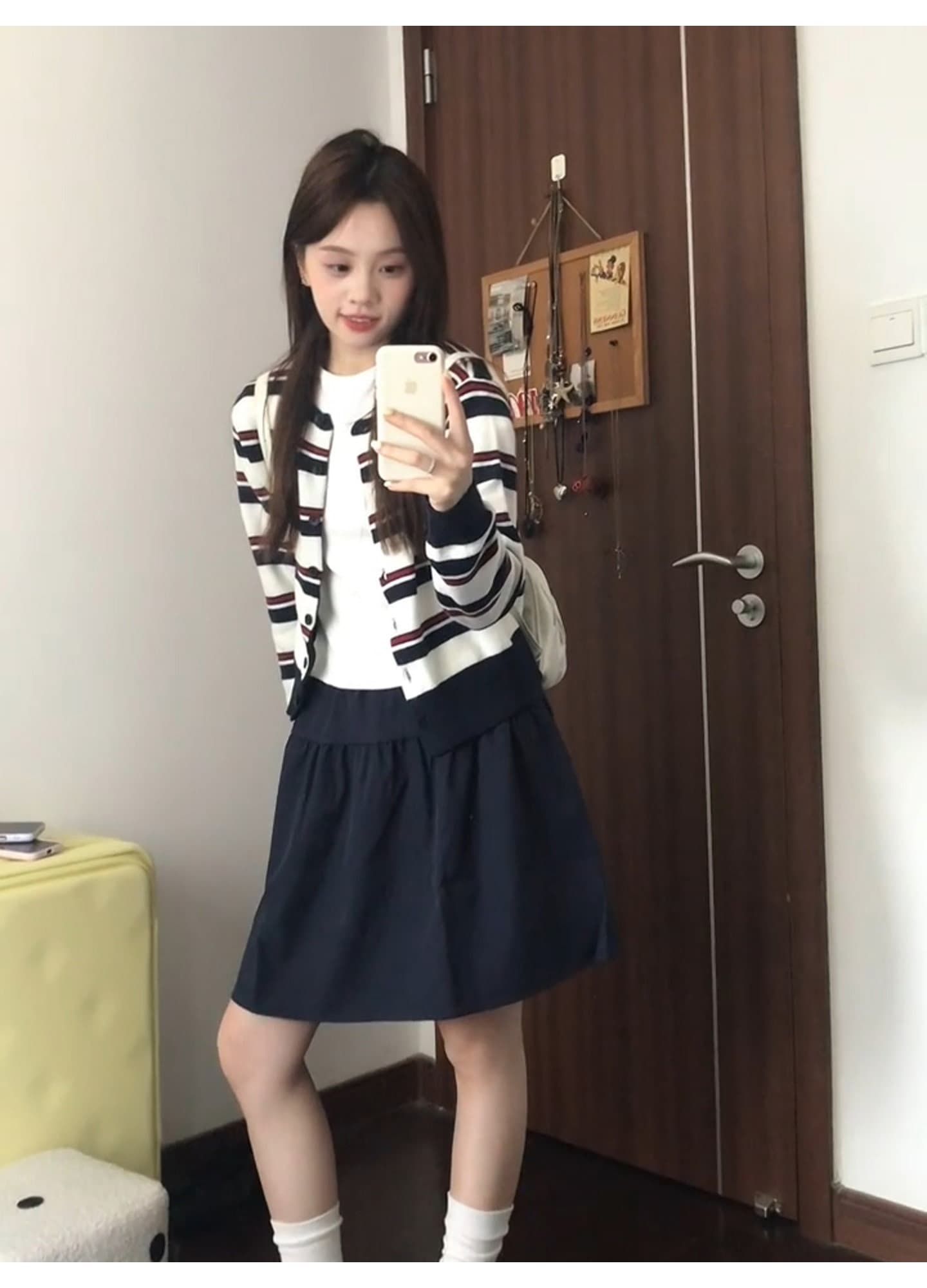 블루 색상 꽃밭 반신 스커트 여성 miu 인사이드 miu 가스 한 부서 이른 가을 분위기 센스 일본식 착용 가져 가라. 세트 전체 집합 상세 이미지 5
