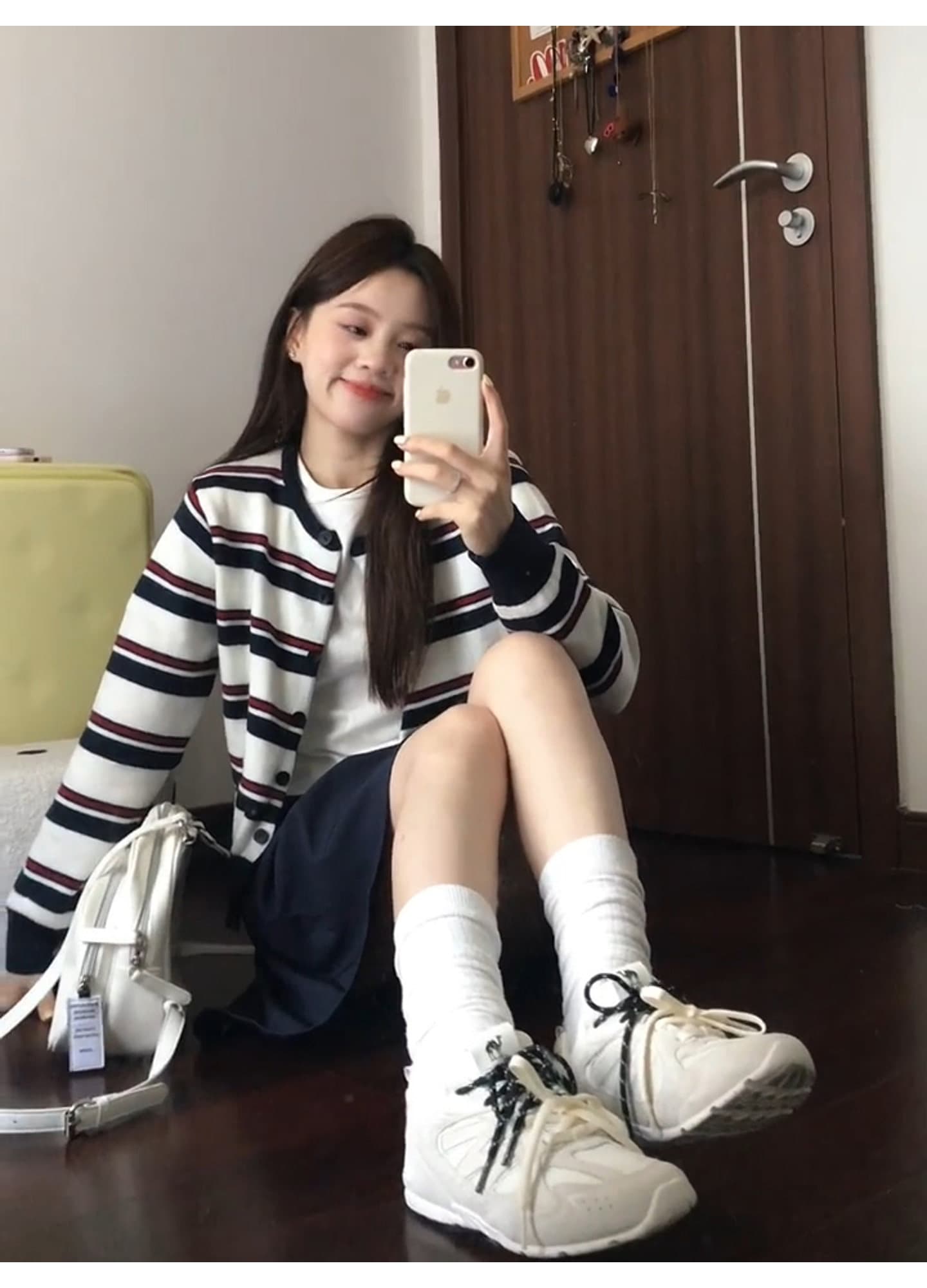 블루 색상 꽃밭 반신 스커트 여성 miu 인사이드 miu 가스 한 부서 이른 가을 분위기 센스 일본식 착용 가져 가라. 세트 전체 집합 상세 이미지 6