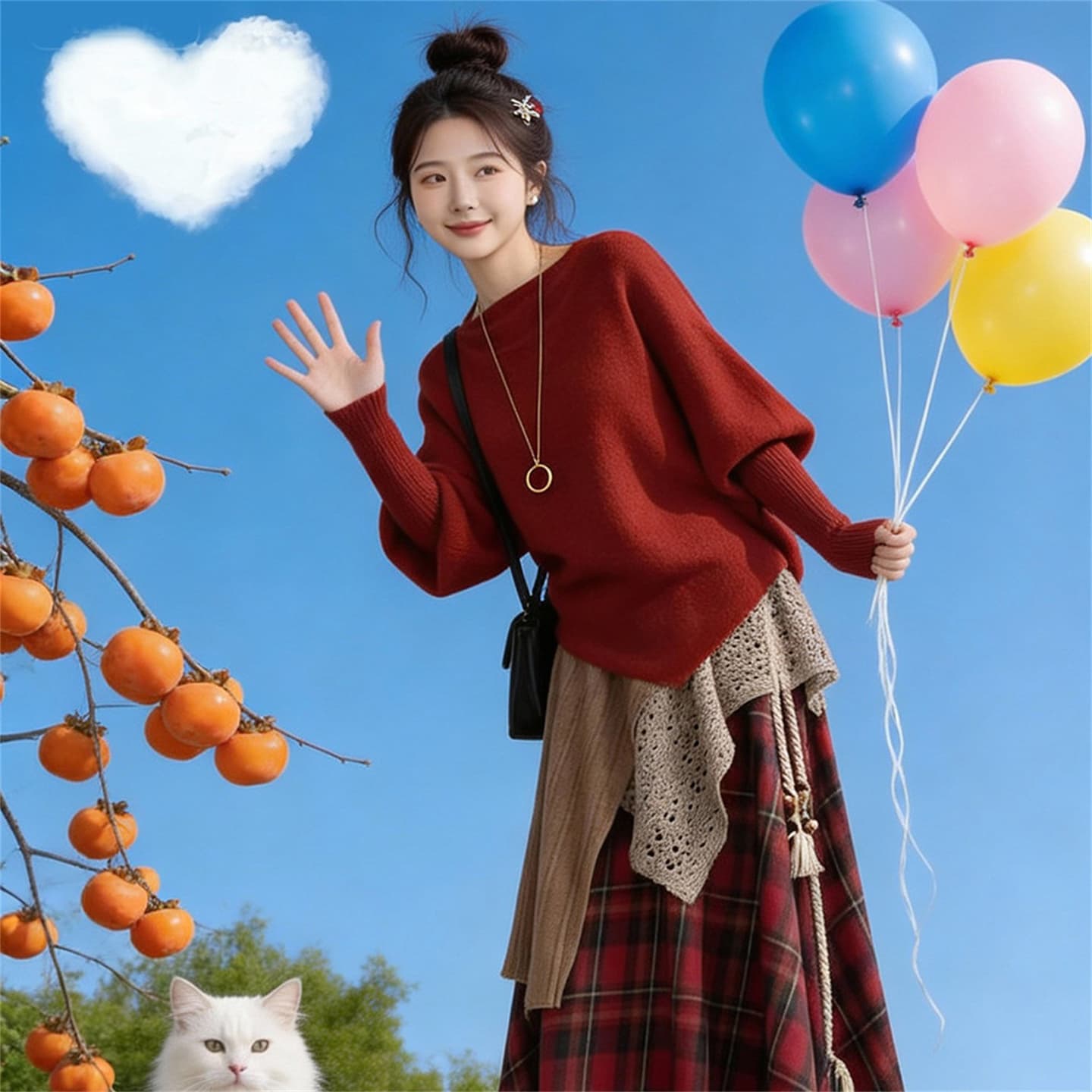조기 가을 2026 새로운 여성 의류 빛 요리 한 빛 사람들 코치 한 부서 ootd 착용 코디 전체 집합 빨간색 투피스 세트 이미지 2