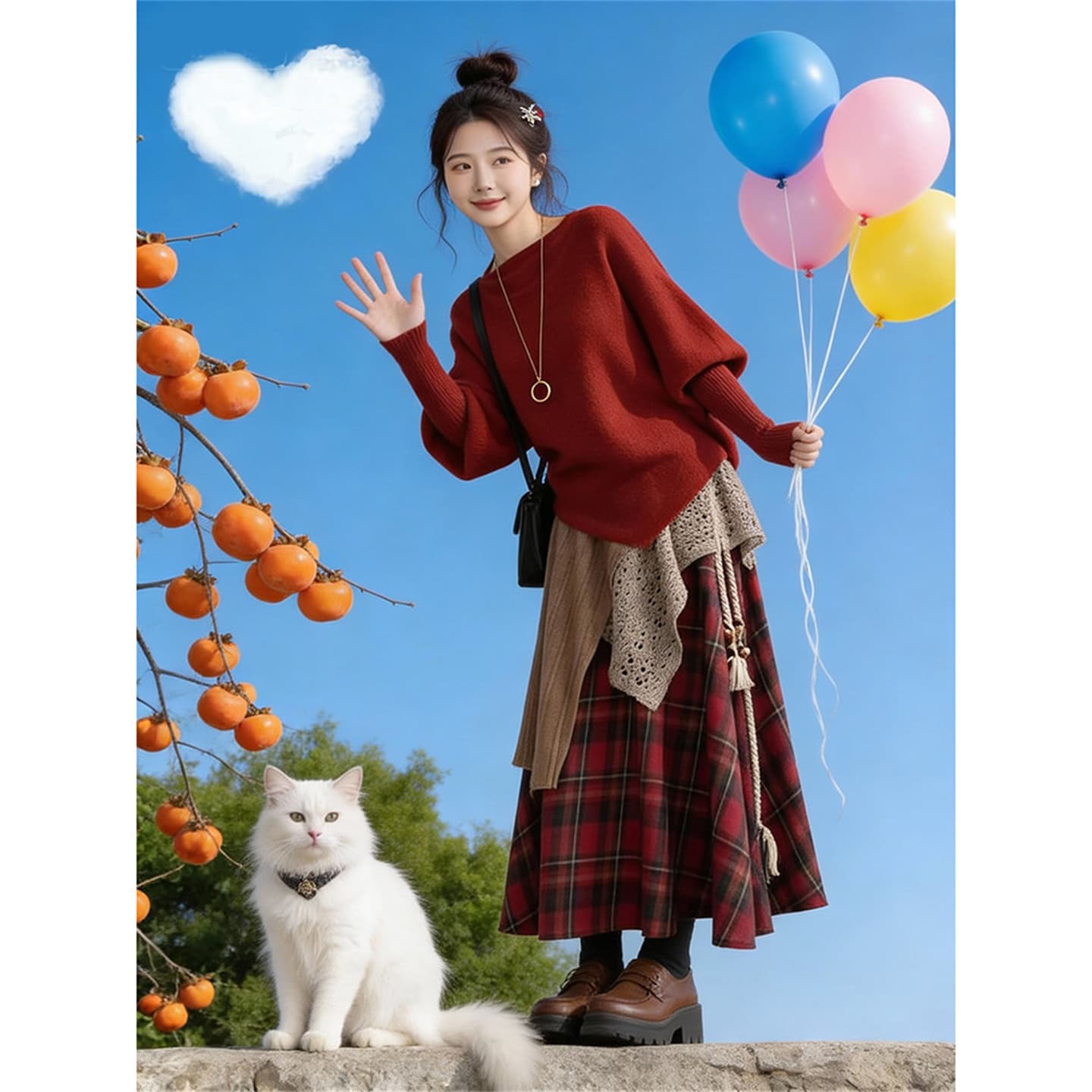 조기 가을 2026 새로운 여성 의류 빛 요리 한 빛 사람들 코치 한 부서 ootd 착용 코디 전체 집합 빨간색 투피스 세트 이미지 3