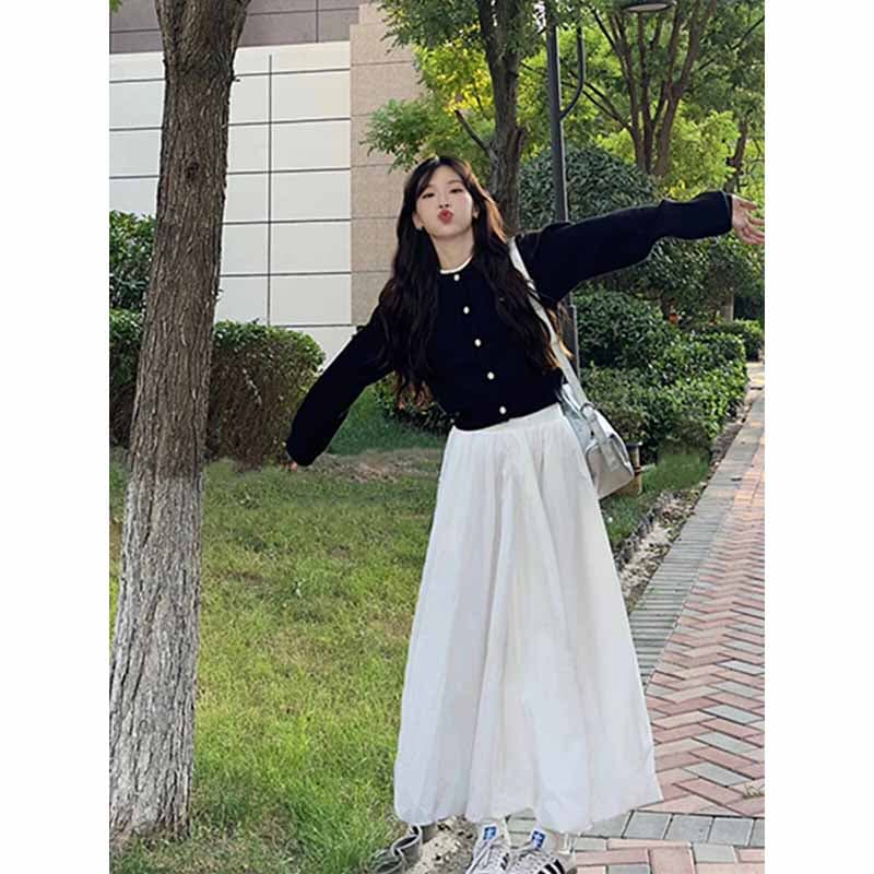가을 의상 코디 차 부서 착용 가져 가라. 전체 집합 작은 샤넬 스타일 스웨터 반신 치마 투피스 세트 초기 가을 새로운 여성 의류 이미지 2