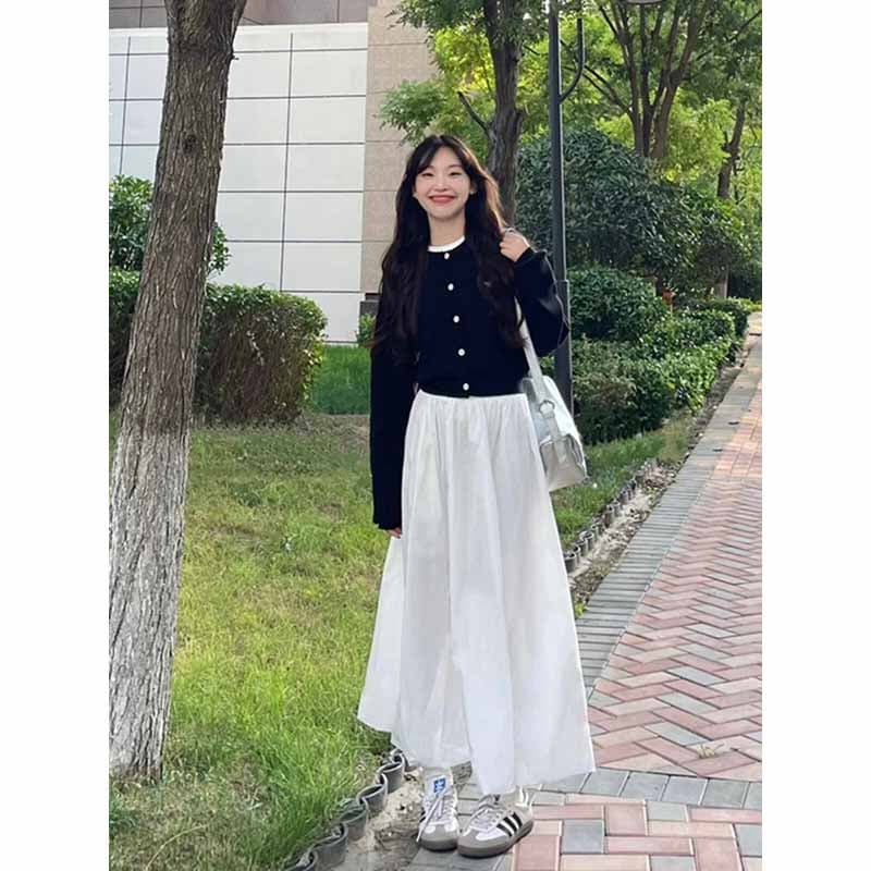 가을 의상 코디 차 부서 착용 가져 가라. 전체 집합 작은 샤넬 스타일 스웨터 반신 치마 투피스 세트 초기 가을 새로운 여성 의류 상세 이미지 4