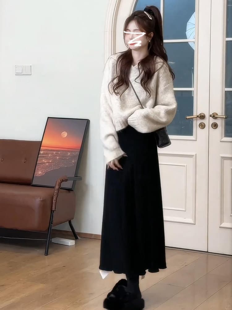 느긋한 바람 빨간색 후드 풀오버 스웨터 여자 가을 겨울철 2026 새로운 고급 센스 작은 키 겨울로 전체 집합 상세 이미지 11