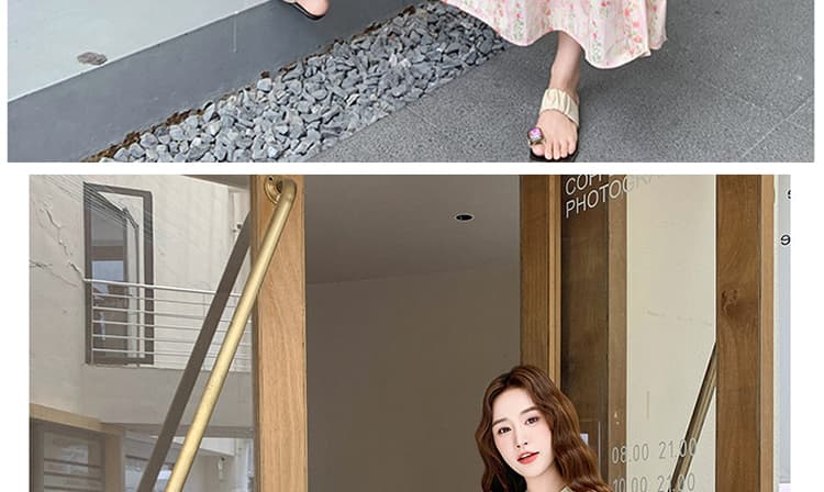 레이스 반팔 맨위 꽃 반 스커트 임산부 투피스 세트 상세 이미지 25