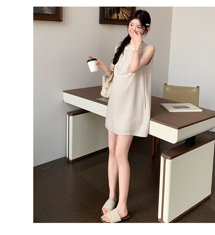 실사 임산부 새로운 아마 오래된 돈 바람 캐주얼 조끼 홀로우 아웃 자수 루즈핏 미니 스커트 상세 이미지 20