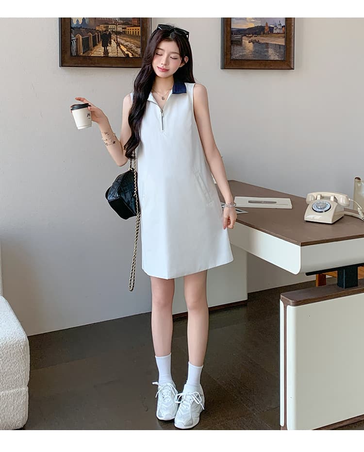 실사 임산부 새로운 POLO 칼라 오래된 돈 바람 품격 캐주얼 조끼 치마 상세 이미지 18
