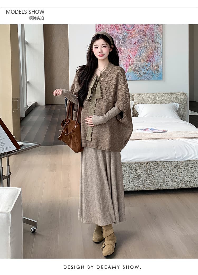 실사 출산 착용 새로운 세트 분위기 센스 레트로 망토 재킷 루즈핏 느긋한 센스 풀오버 상세 이미지 11