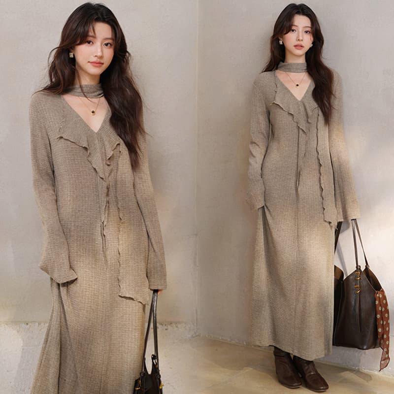 임산부 새로운 디자인 센스 루즈핏 슬림해 보이는 표지 배 드레스 이미지 3