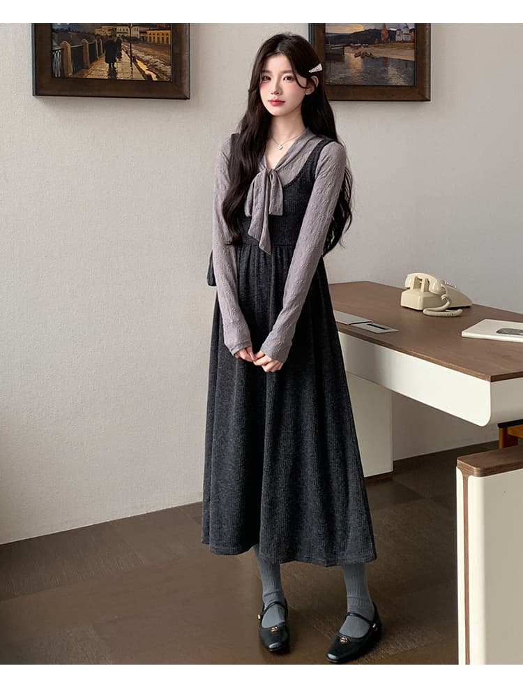실사 2026 년 가을 임산부 새로운 프랑스식 디자인 센스 긴팔 레이스 맨위 민소매 신축성 조끼 스커트 상세 이미지 15