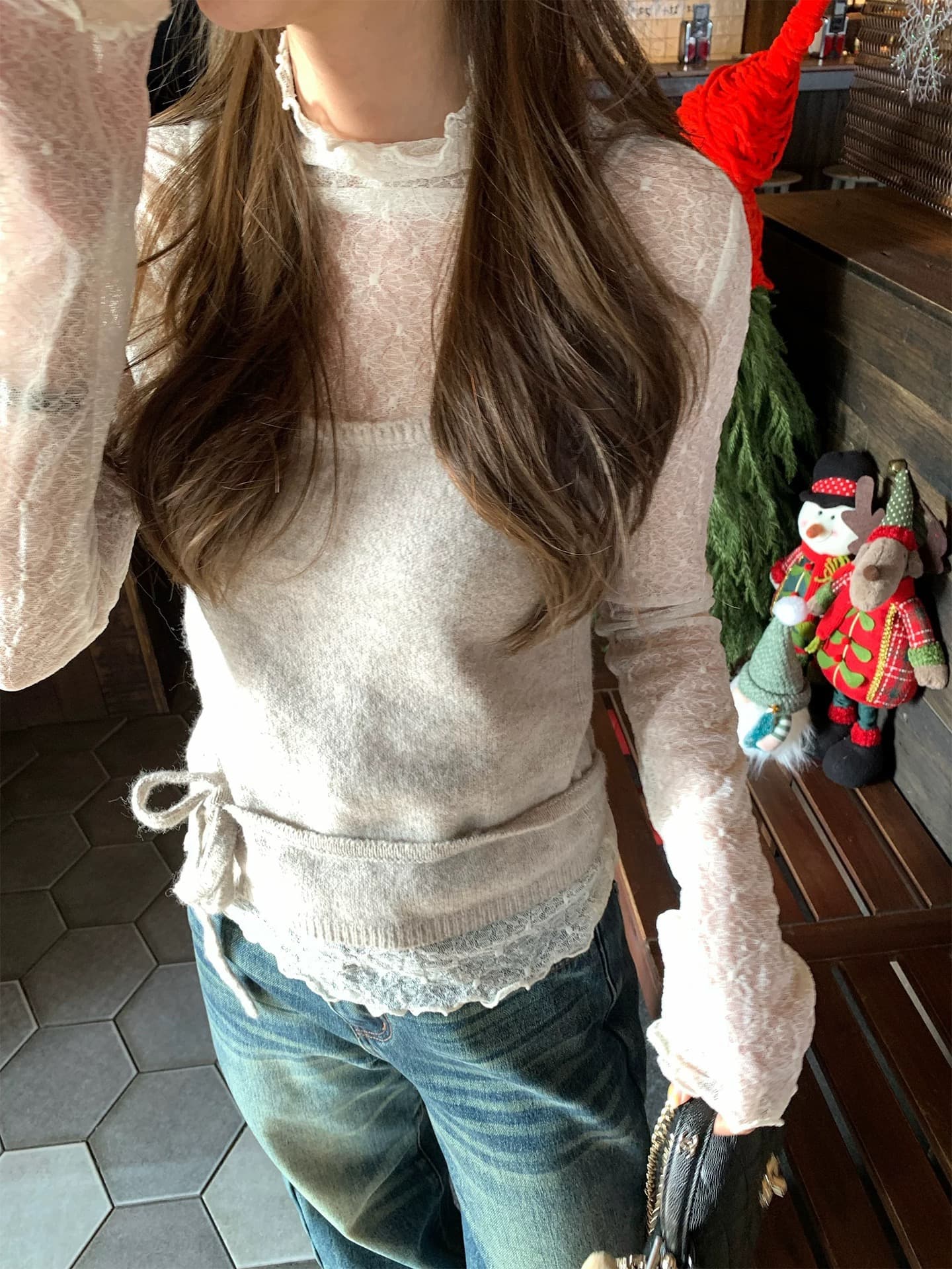 한 부서 부드러운 스트랩 니트 캐미솔 만나는 스택 착용 프랑스식 작은 낭만주의 봄 새로운