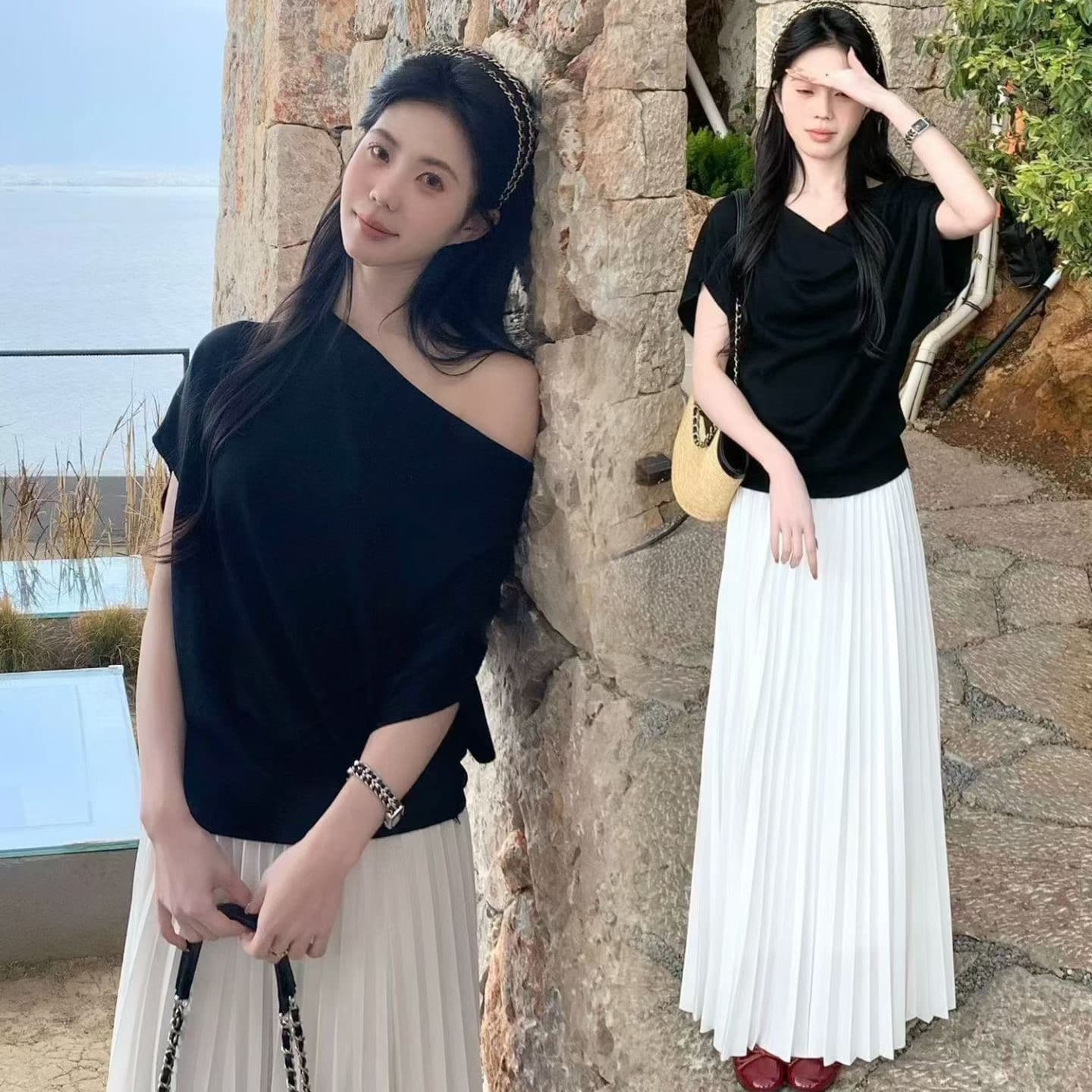 순수한 욕망 바람 칼라 얼음 실크 반팔 니트 여름 디자인 센스 작은 대중 섹시함 몸매 가꾸기 핫걸 맨위 이미지 4