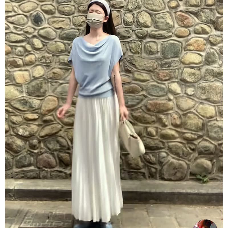 순수한 욕망 바람 칼라 얼음 실크 반팔 니트 여름 디자인 센스 작은 대중 섹시함 몸매 가꾸기 핫걸 맨위 상세 이미지 3