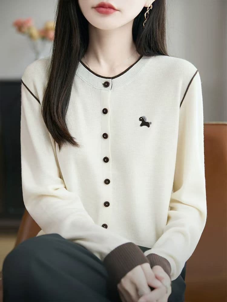 프랑스식 무거운 작업 자수 패치워크 색상 니트 오픈 가디건 여성 2026 루즈핏 슬림해 보이는 보온 스웨터 코트 디자인 센스 맨위