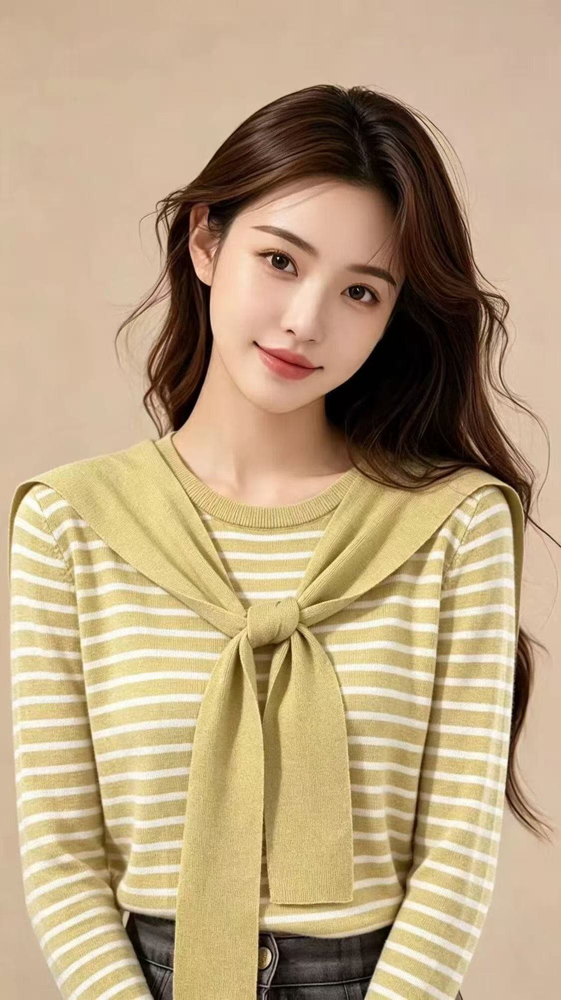 느긋한 바람 배색 스트라이프 니트 스웨터 숄 투피스 세트 스웨터 여자 가을 겨울 루즈핏 슬림해 보이는 캐주얼 기본 셔츠 상세 이미지 3