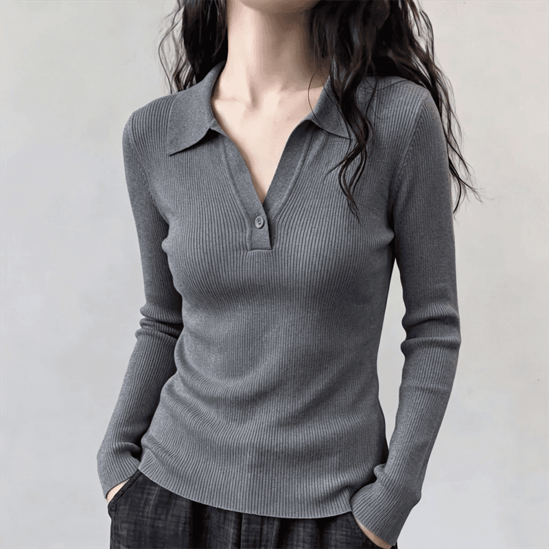 화이트 POLO 칼라 긴팔 니트 스웨터 인사이드 가져 가라. 가을 2026 새로운 빅 사이즈 여성 의류 지방 mm 몸매 가꾸기 티셔츠 맨위 이미지 4