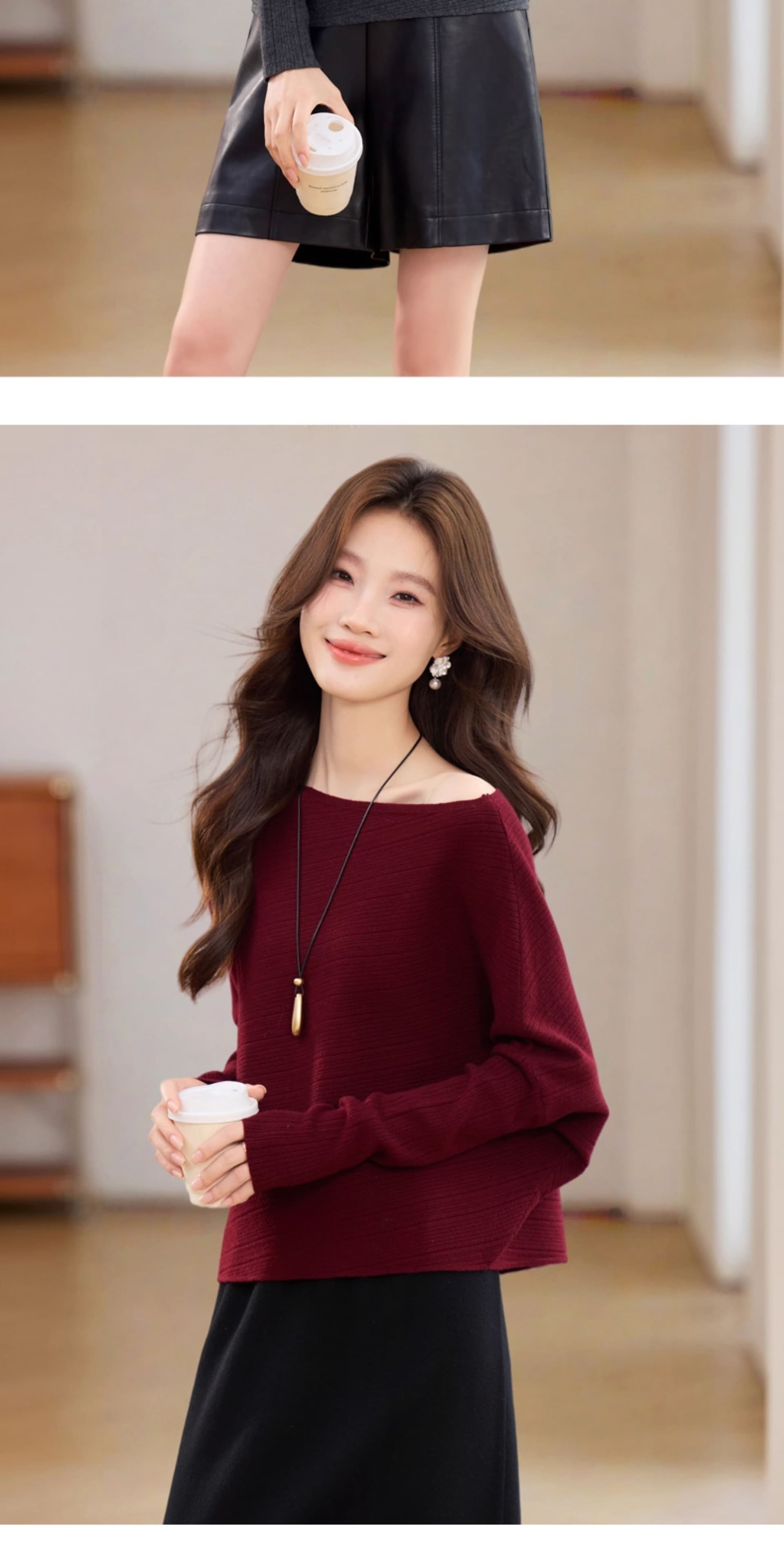 2026 봄 가을 새로운 우아함 품격 보트넥 만나는 니트 스웨터 루즈핏 표지 고기 부드러운 찹쌀 패션 맨위 여성 의류 상세 이미지 18