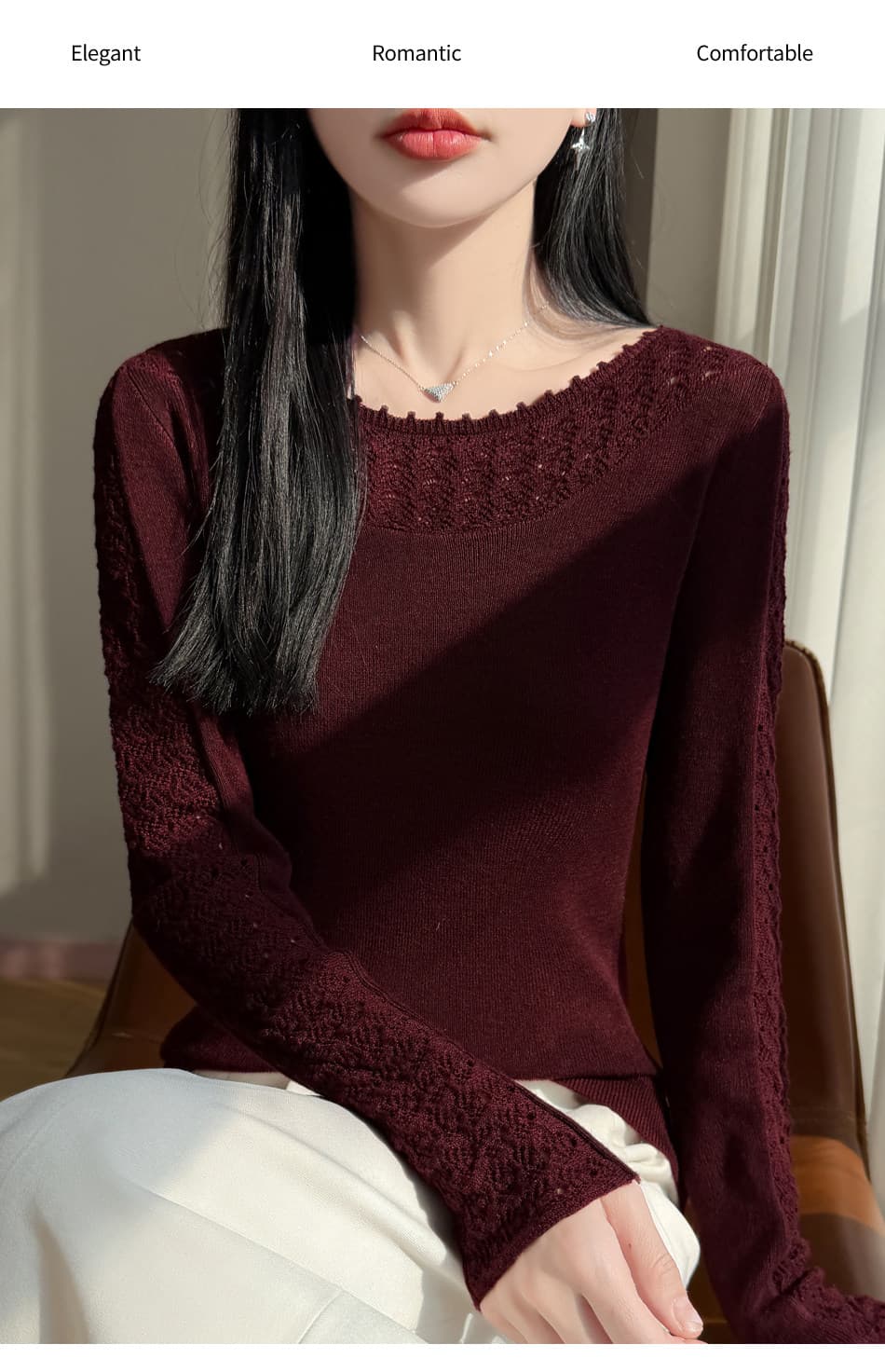 봄 여름 약화 된 카디건 여성 보트넥 자수 홀로우 아웃 니트 스웨터 기본 셔츠 얇은 스타일 긴팔 맨위 상세 이미지 19