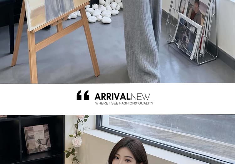 출산 착용 2026 년 한 스타일 부드러운 느긋한 바람 폴로 칼라 스웨터 오픈 가디건 회색 넓은 다리 길이 바지 l 투피스 슈트 상세 이미지 13