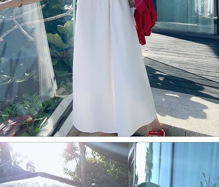 출산 착용 한국 스타일 화이트 허리 수축 슬립 드레스 휴가 바람 달콤함 착용 가져 가라. 슬림해 보이는 고급 센스 품격 롱 스커트 상세 이미지 15