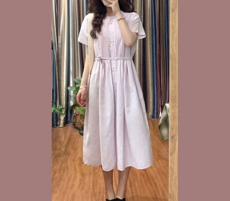 임산부 프랑스식 한국 스타일 바람 보라색 셔츠 드레스 여름 2026 새로운 폭발 아름다운 아름다운 롱 스커트 상세 이미지 18