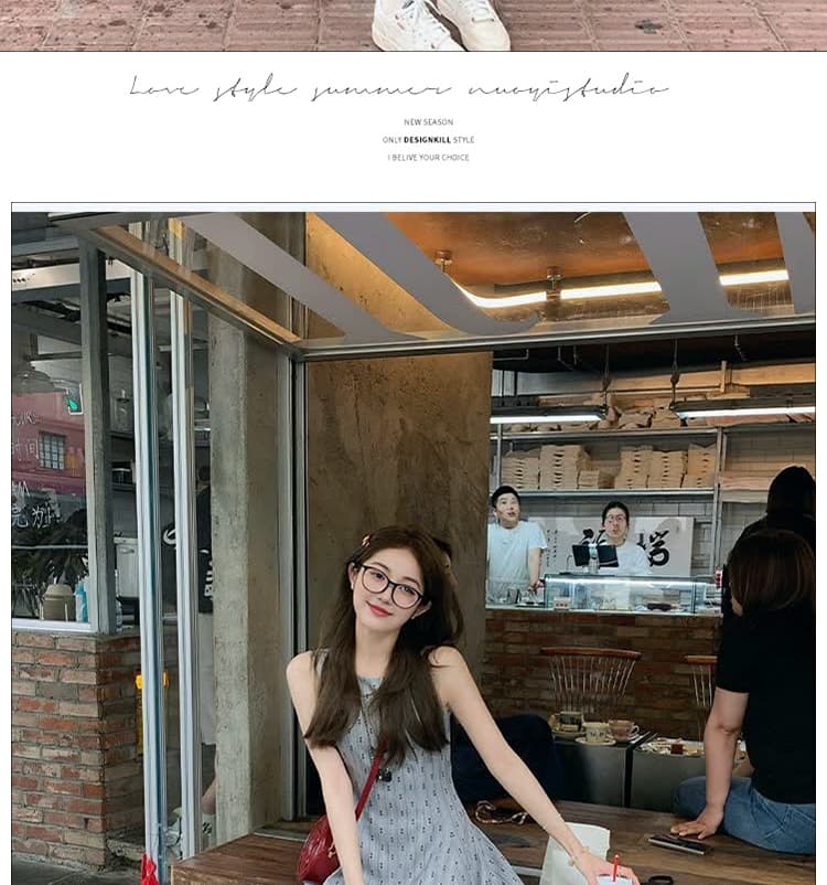 2026 년 여름 한 스타일 학원 스타일 회색 민소매 도트 무늬 드레스 한 마디 조끼 스커트 슬림해 보이는 품격 미니 스커트 상세 이미지 14