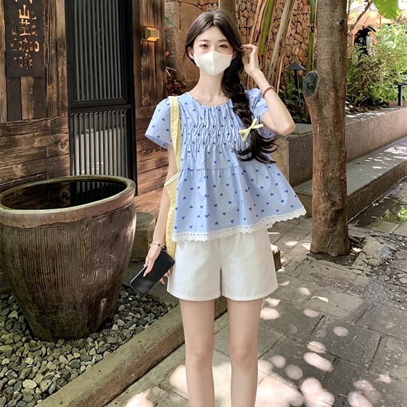 임산부 여름 드레스 2026 새로운 맨위 세트 임신 기간 패션 품격 연령 감소 캐주얼 반바지 여름 투피스 세트 이미지 4