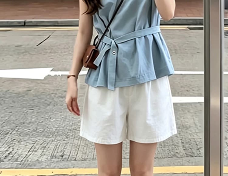 한 부서 그레이트 통해보기 가져 가라. 전체 집합 2026 새로운 파란색 조끼 맨위 여름 화이트 복부 지지 반바지 세트 상세 이미지 18