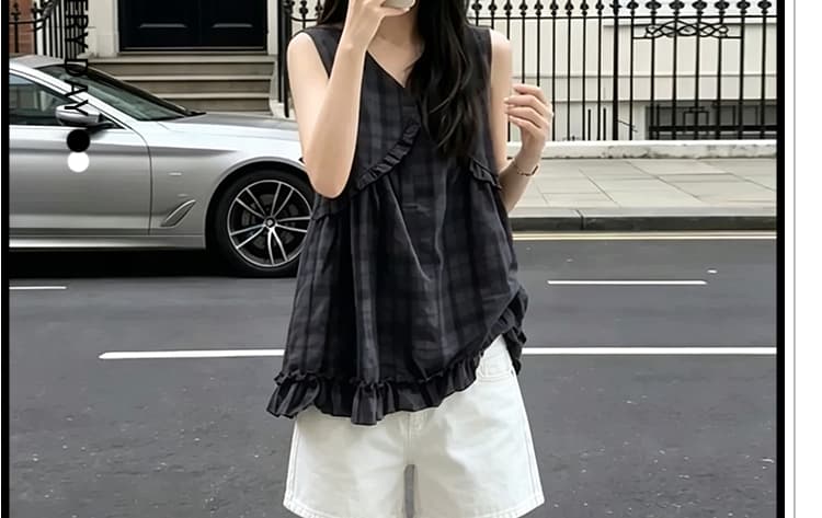 2026 슈퍼 화재 연령 감소 ootd 착용 가져 가라. 에이즈 환자 여성 세트 여름 민소매 조끼 맨위 화이트 복부 지지 반바지 세트 상세 이미지 6
