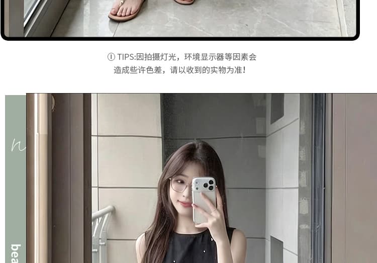 2026 슈퍼 화재 세트 여름 드레스 작은 키 품격 연령 감소 검정색 민소매 조끼 맨위 화이트 복부 지지 반바지 상세 이미지 7
