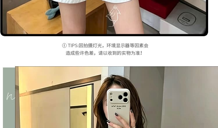 2026 년 패션 외국 가스 캐주얼 스포츠 슈트 여성 프린트 배색 반팔 티셔츠 화이트 복부 지지 반바지 세트 상세 이미지 8