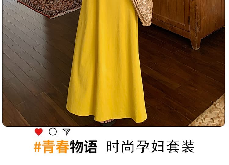 출산 착용 황색 슬립 여성 드레스 여름 2026 년 새로운 3 차원 꽃 스트라이프 배색 숄 세트 상세 이미지 2
