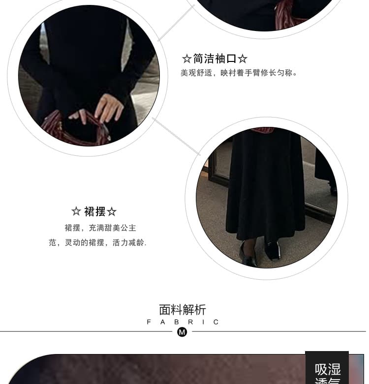 출산 착용 검정색 V넥 니트 여성 드레스 가을 겨울 몸매 가꾸기 품격 인사이드 가져 가라. 예쁜 스웨터 타이트 스커트 인어 꼬리 스커트 상세 이미지 6