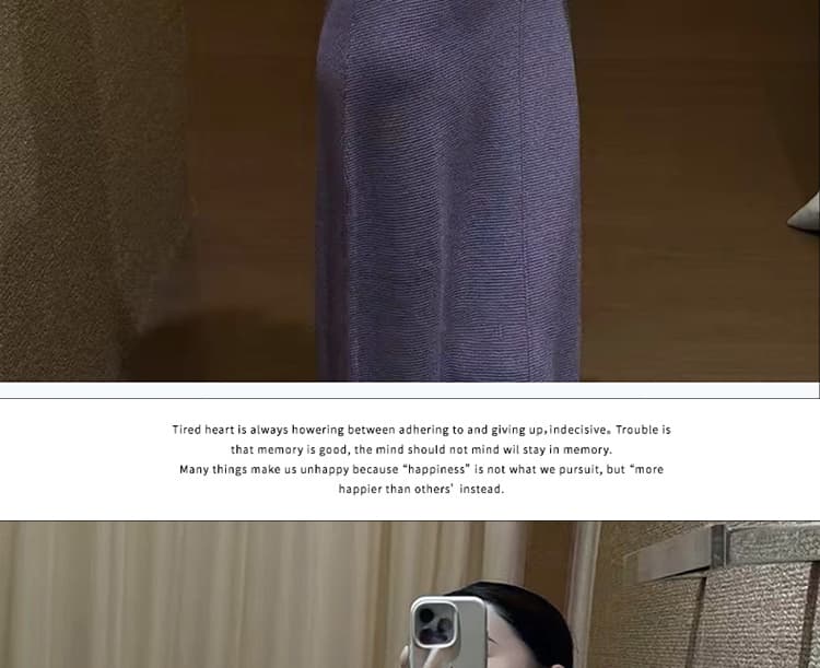 임산부 프랑스식 품격 빛 럭셔리 고급 센스 자이언트 잘 생긴 부드러운 바람 특별 아름다운 보라색 꼬집기 허리 니트 드레스 상세 이미지 13