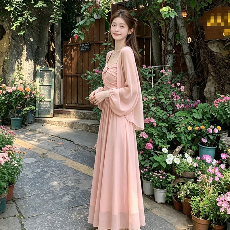 출산 착용 2026 년 가을 자이언트 잘 생긴 ~ 중 착용 가져 가라. 에이즈 환자 치마 아이들 핑크색 드레스 롱 스커트 세트 이미지 6