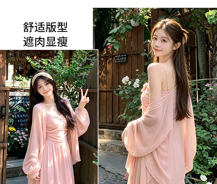 출산 착용 2026 년 가을 자이언트 잘 생긴 ~ 중 착용 가져 가라. 에이즈 환자 치마 아이들 핑크색 드레스 롱 스커트 세트 상세 이미지 8