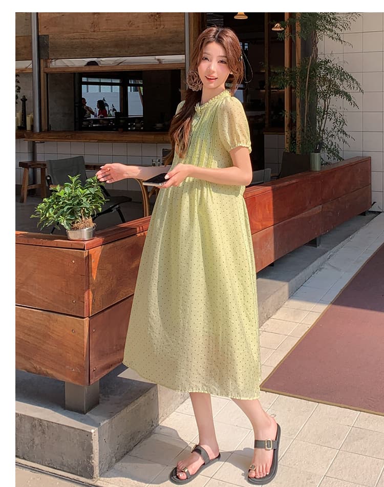 실사 임산부 여름 드레스 새로운 패션 도트 무늬 드레스 트렌디 엄마 작은 청신 연령 감소 레이스업 품격 임산부 치마 상세 이미지 21