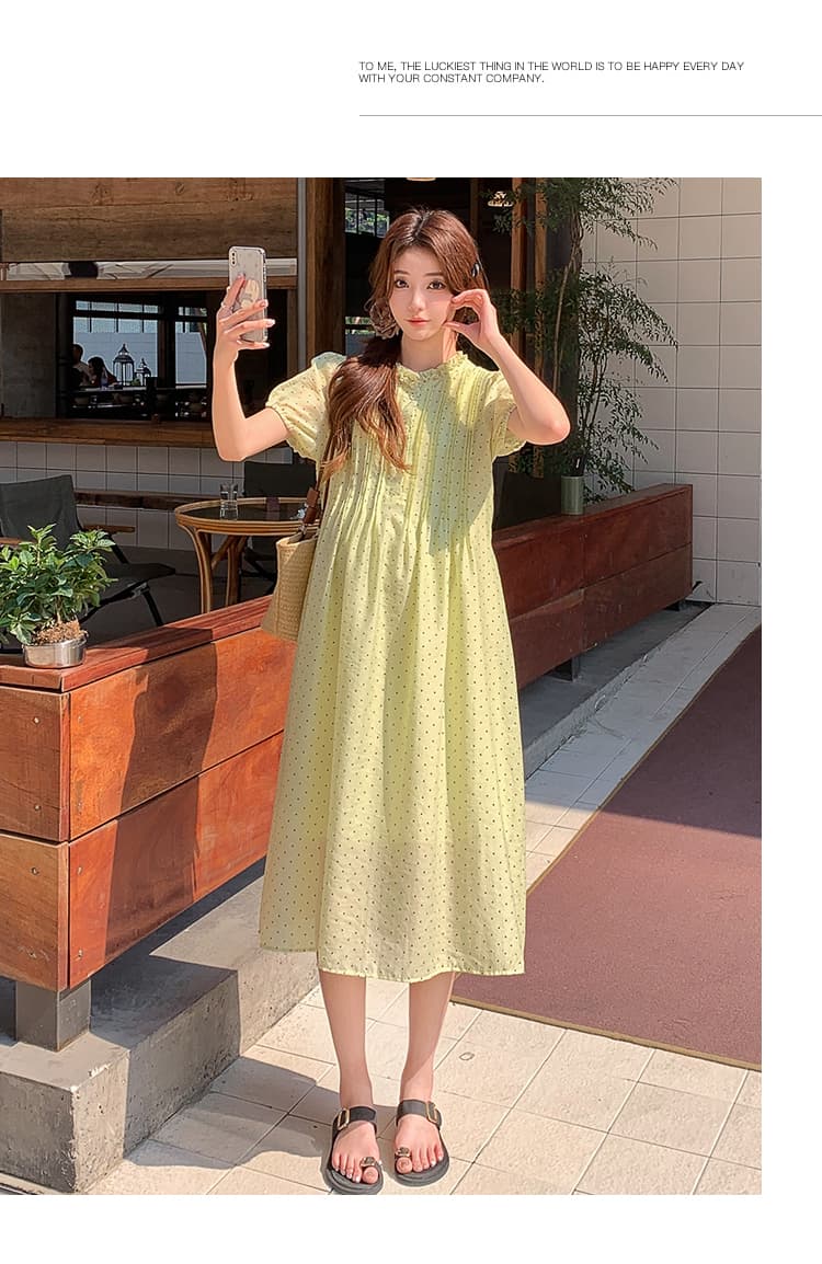 선물 물품 실사 임산부 여름 드레스 새로운 도트 무늬 드레스 트렌디 엄마 작은 청신 연령 감소 레이스업 품격 임산부 치마 상세 이미지 22