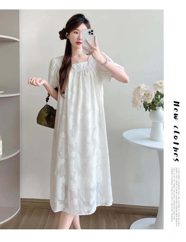 선물 물품 실사 임산부 드레스 여름 새로운 부드러운 휴가 바람을 피우다 롱 코트 레이스 자수 임산부 치마 상세 이미지 17