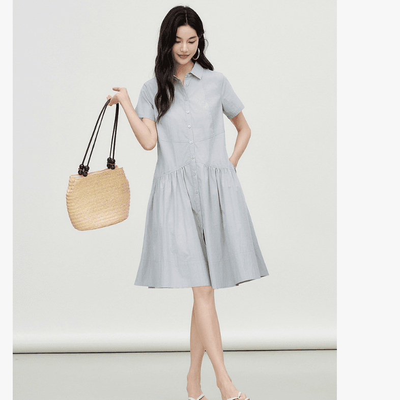 선물 물품 프랑스식 학원 스타일 소금 부서 신선함 센스 반팔 셔츠 여름 새로운 루즈핏 슬림해 보이는 임산부 드레스 이미지 2