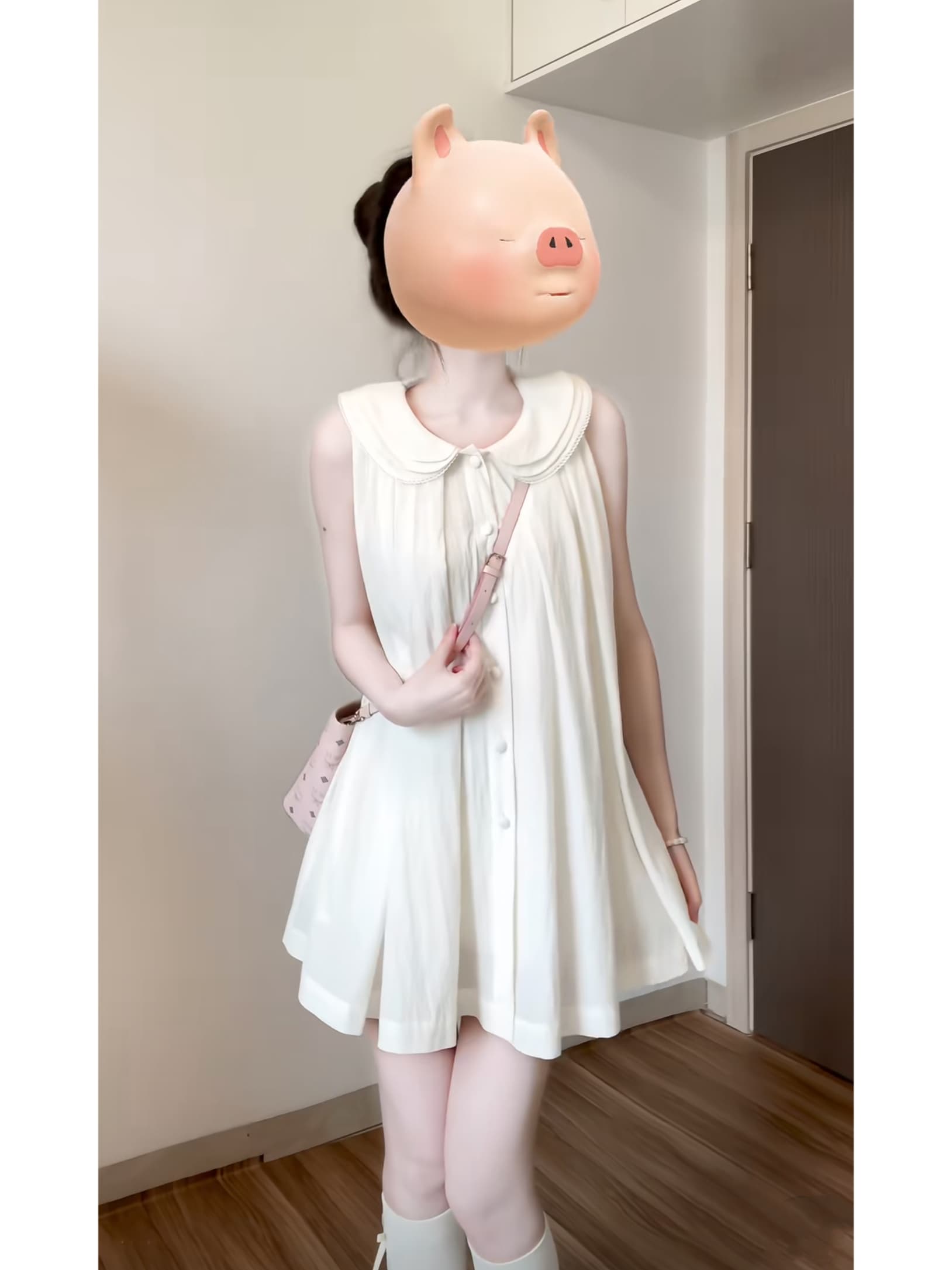 3층 칼라 인형 치마 민소매 화이트 드레스 한 부서 달콤함 조끼 스커트 이미지 3