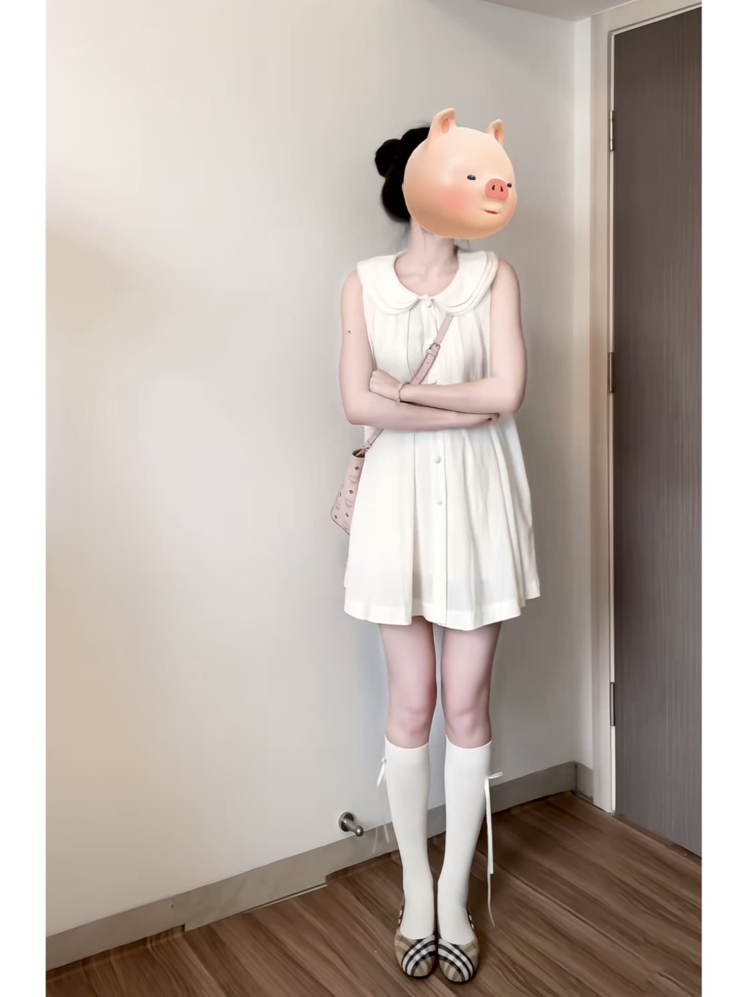 3층 칼라 인형 치마 민소매 화이트 드레스 한 부서 달콤함 조끼 스커트 이미지 4