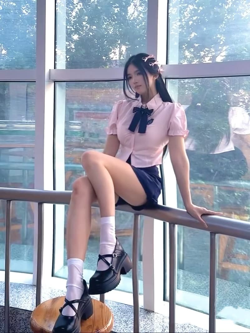 학원 스타일 소금 부서 로얄 자매 빛 요리 한 우유 부서 핑크색 셔츠 나비 넥타이 해군 타이트 스커트 미니 스커트 세트 상세 이미지 2