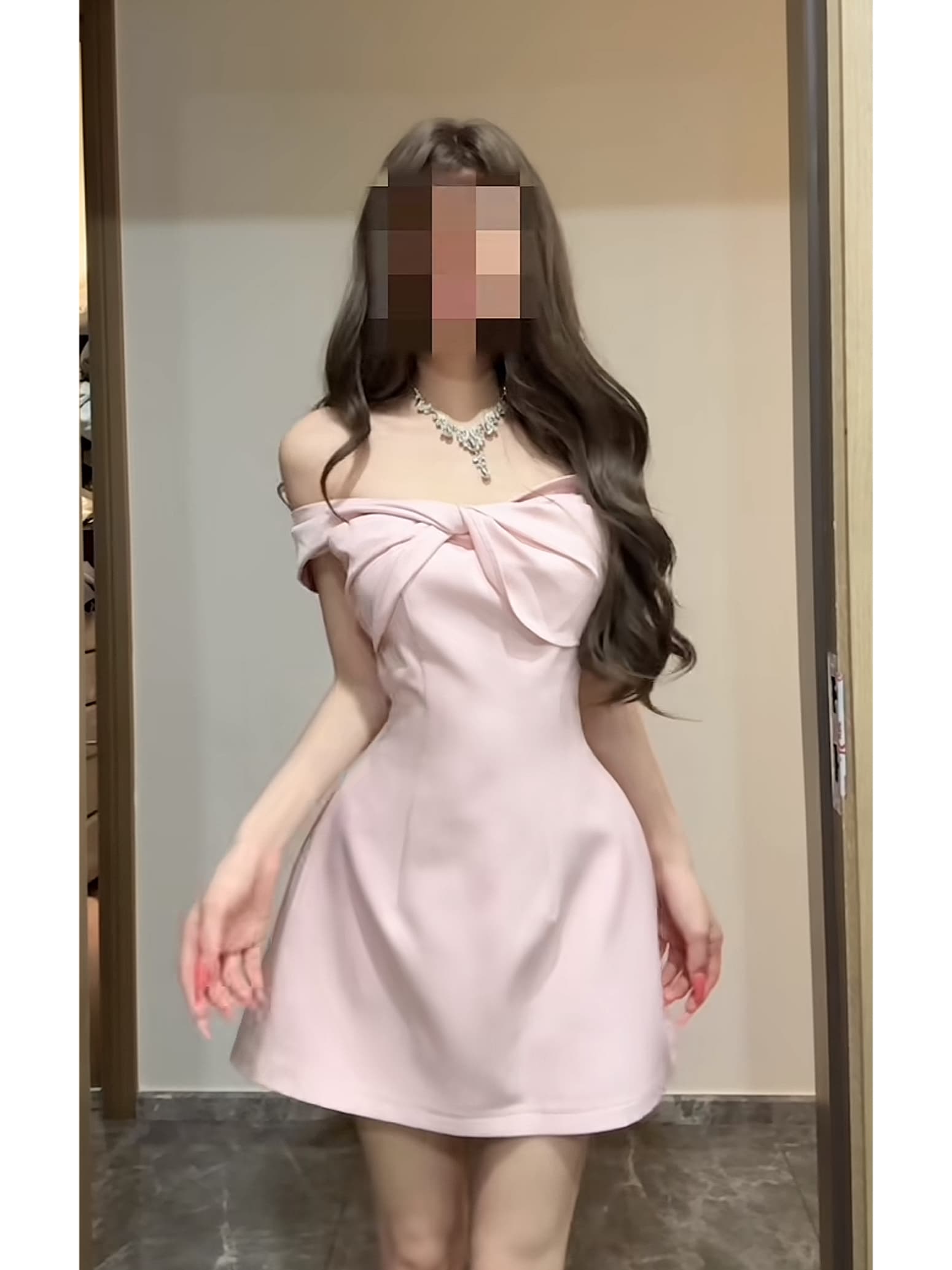오프숄더 여성 드레스 작은 키 작은 대중 프랑스식 품격 명문 여성 치마