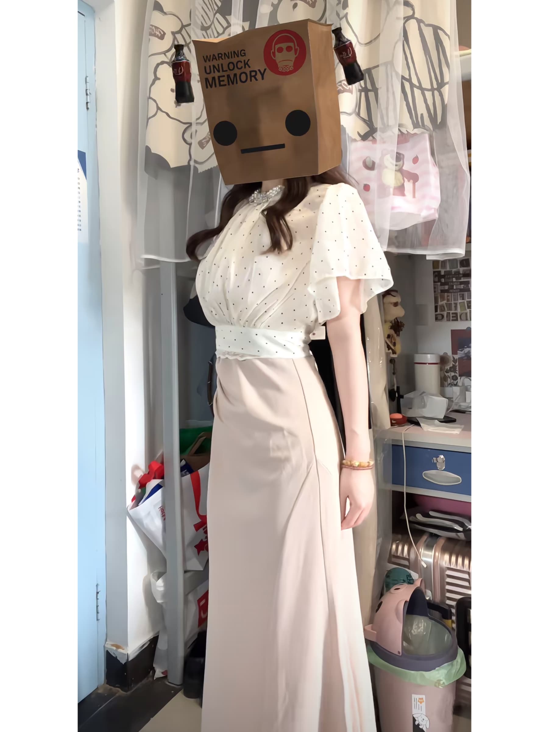 거품 소매 도트 무늬 레이스 품격 캐주얼 여성 의류 패션 세트 이미지 3