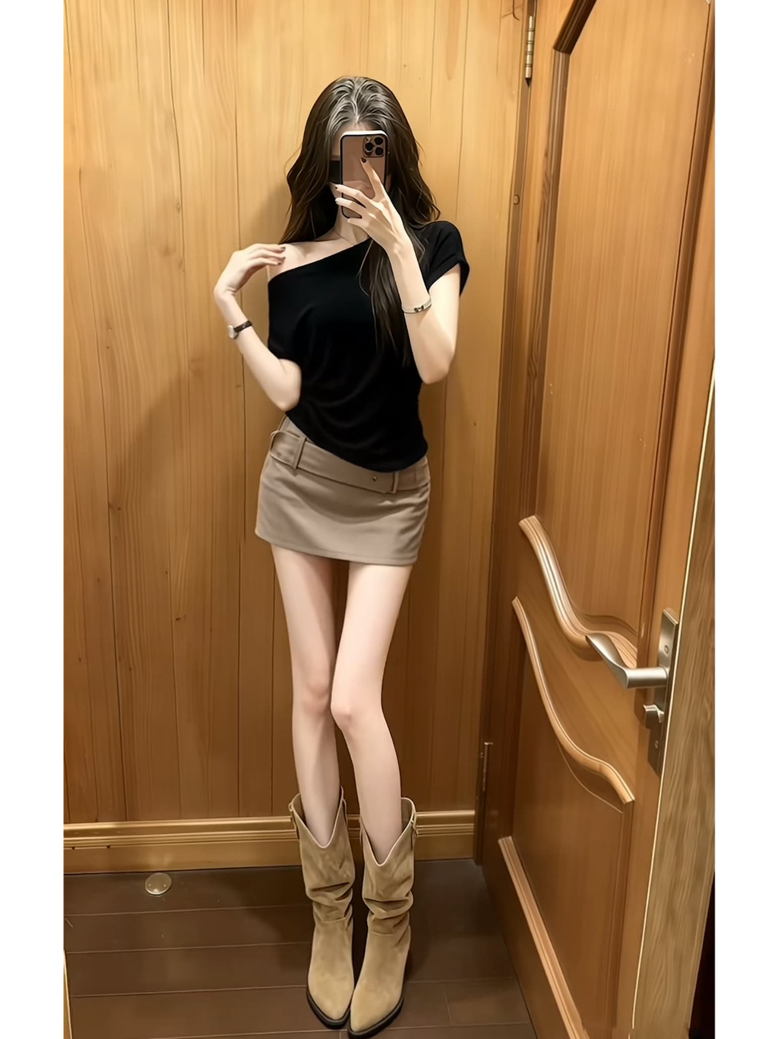 순수한 욕망 로얄 자매 한 부서 착용 가져 가라. 디자인 센스 루즈핏 오프숄더 맨위 다용도 하이웨이스트 슬림해 보이는 한 마디 반신 치마 세트