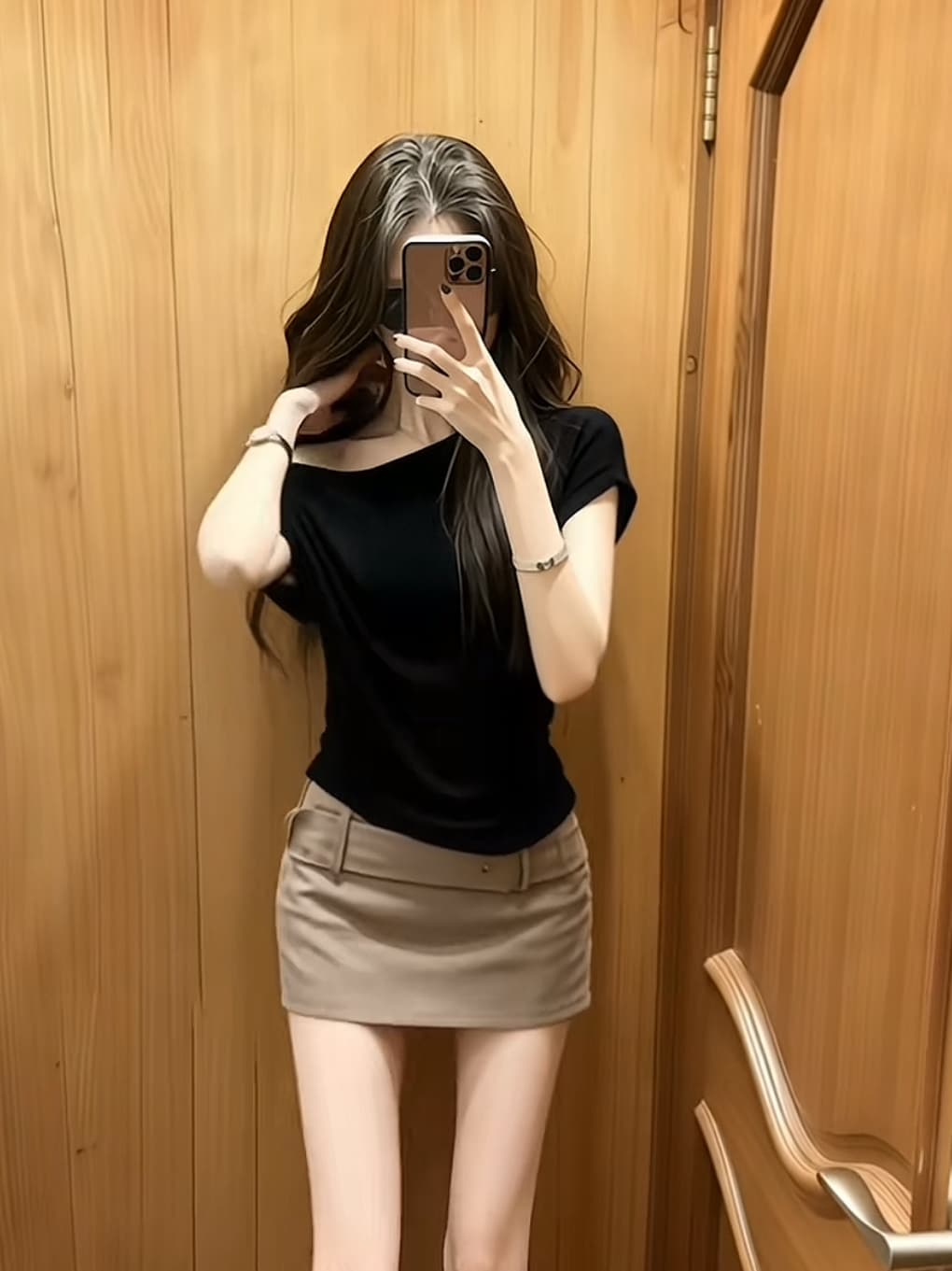 순수한 욕망 로얄 자매 한 부서 착용 가져 가라. 디자인 센스 루즈핏 오프숄더 맨위 다용도 하이웨이스트 슬림해 보이는 한 마디 반신 치마 세트 이미지 3