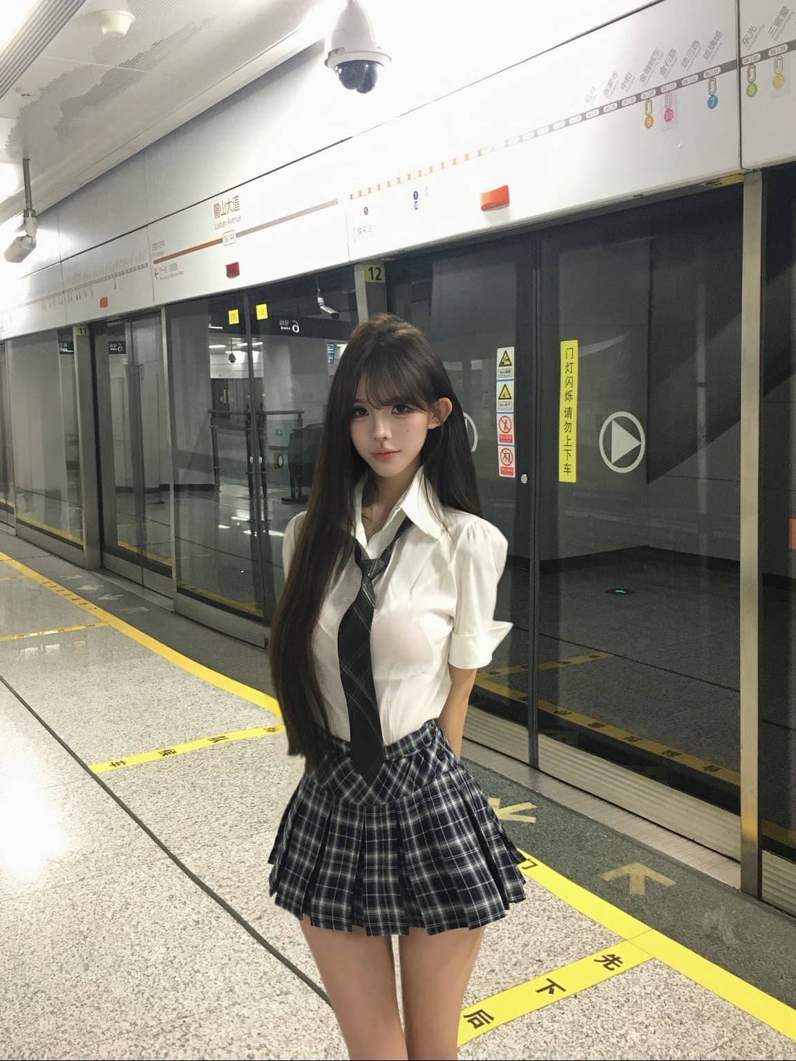 학원 스타일 핫걸 세트 여성 여름 새로운 폴로 칼라 몸매 가꾸기 반팔 셔츠 체크무늬 플리츠 스커트 이미지 4