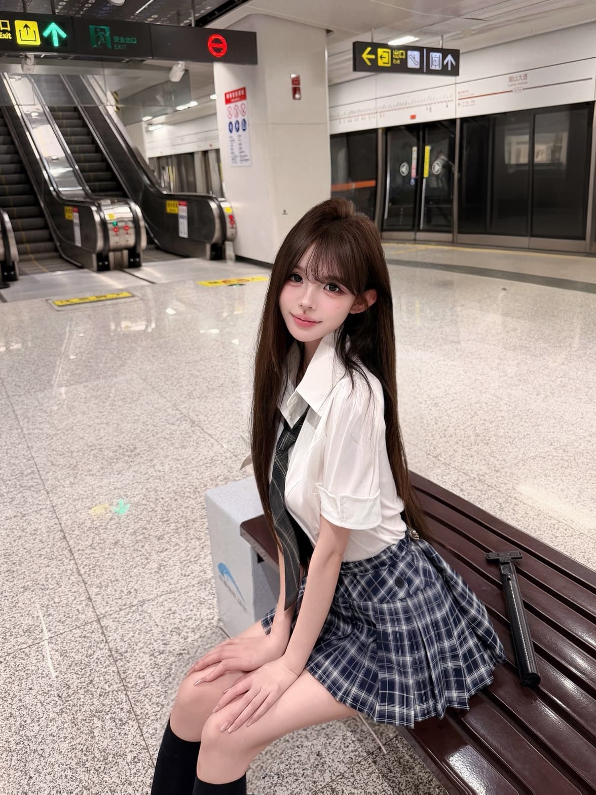학원 스타일 핫걸 세트 여성 여름 새로운 폴로 칼라 몸매 가꾸기 반팔 셔츠 체크무늬 플리츠 스커트 상세 이미지 1