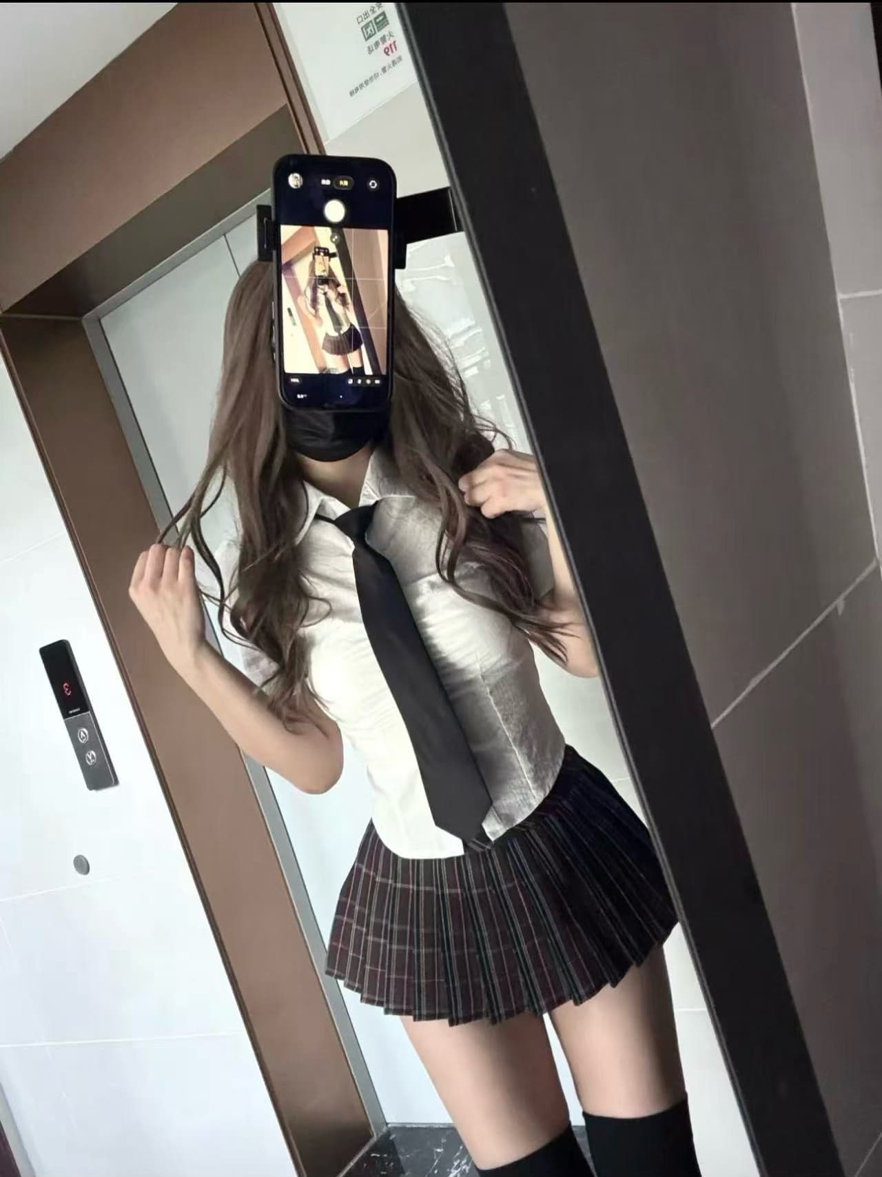 한 부서 학원 스타일 유니폼 순수한 욕망 핫걸 달콤한 차가운 허리 수축 슬림해 보이는 화이트 반팔 안감 플리츠 치마 세트 이미지 2