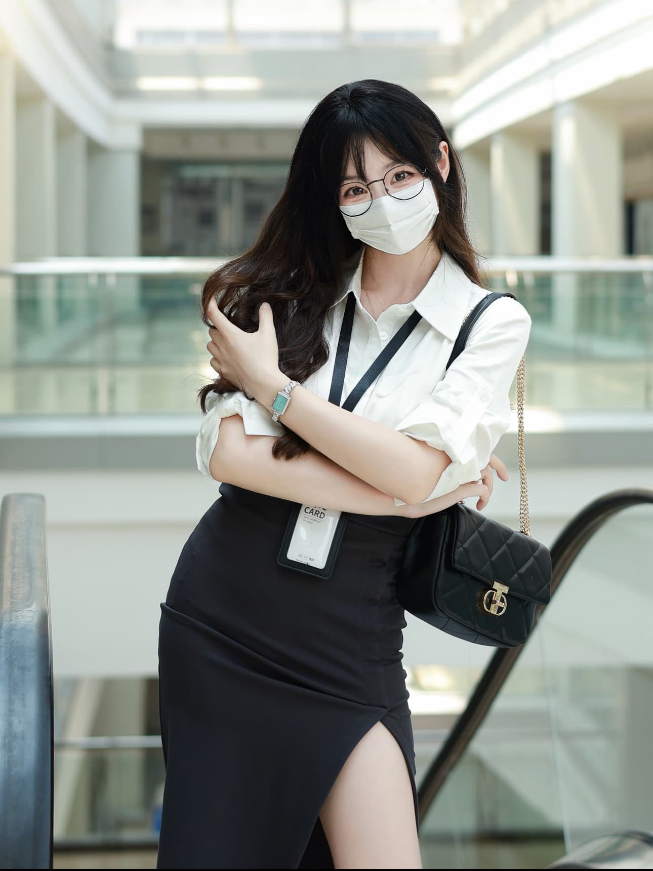 프랑스식 품격 중간 소매 폴로 칼라 셔츠 몸매 가꾸기 맨위 하이웨이스트 슬림해 보이는 반신 치마 세트 상세 이미지 3